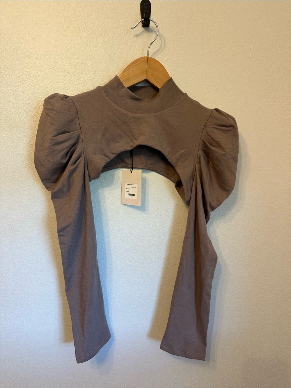 Cuyana NWT French Terry Puff Sleevelette Cropped Long-Sleeve Top ā Mushroom
